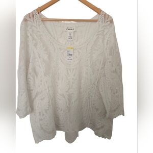 NWT Simply Emma Ivory Lace Cardigan Size 3x